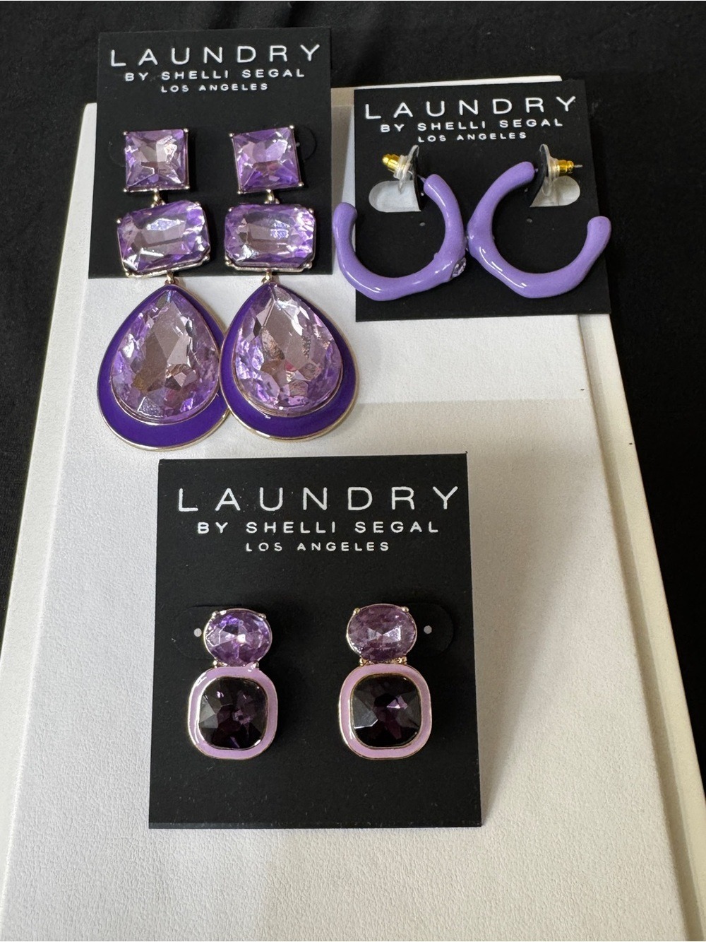 Laundry By Shelli Segal Purple Multi-Pair Earring Set - Picture 2 of 2